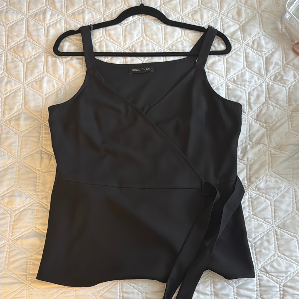 Banana Republic Black Wrap Tie Front Tank Top